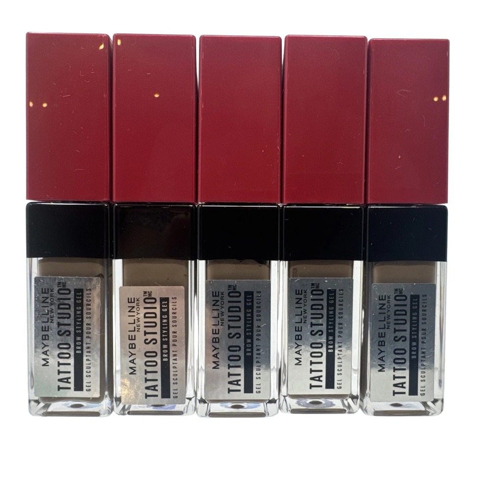 5 Pack Maybelline Tattoo Studio Brow Styling Gel, 255 Soft Brown Uncarded